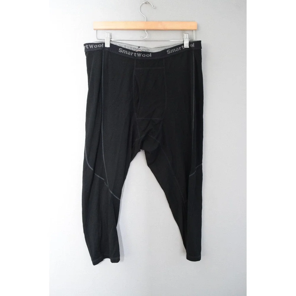 Smartwool Base Layer 3/4 Bottom XXL Black Merino Wool Thermal Mens Hiking Winter